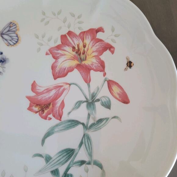 Lenox Butterfly Meadow Fritillary 11" China Dinner Plate Scalloped Edge - Picture 4 of 6